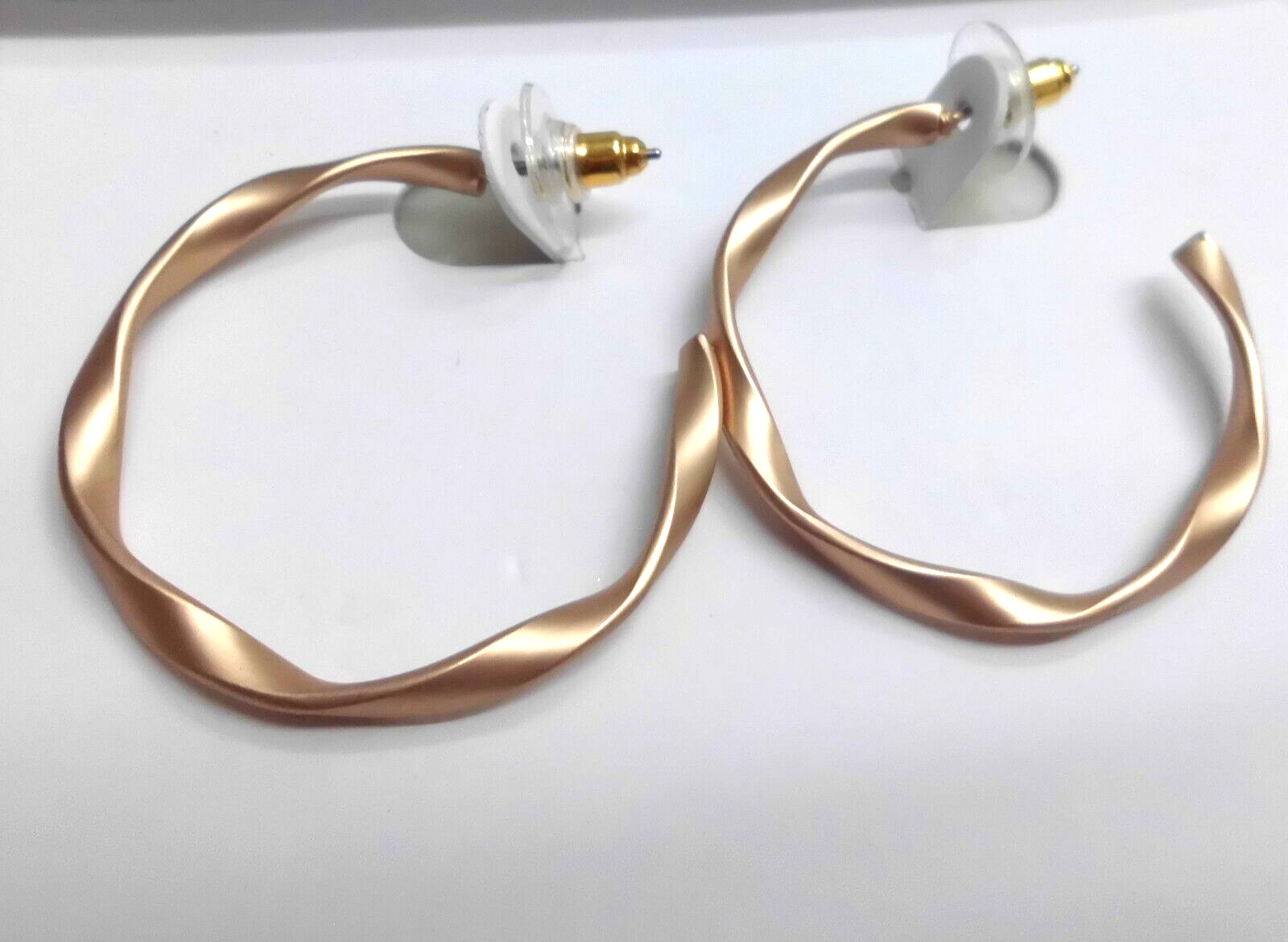 EARRINGS ROSE GOLD SCALLOPED OPEN J HOOP HypoAllergenic EARRINGS NEW