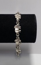 .925 Sterling Silver Bracelet Elephants on parade 9.25 Inches Long
