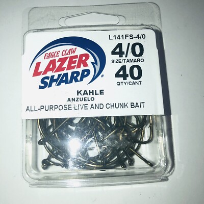 Eagle Claw hooks size 4/0 Qty 40 L141FS -4/0 KAHLE All Purpose