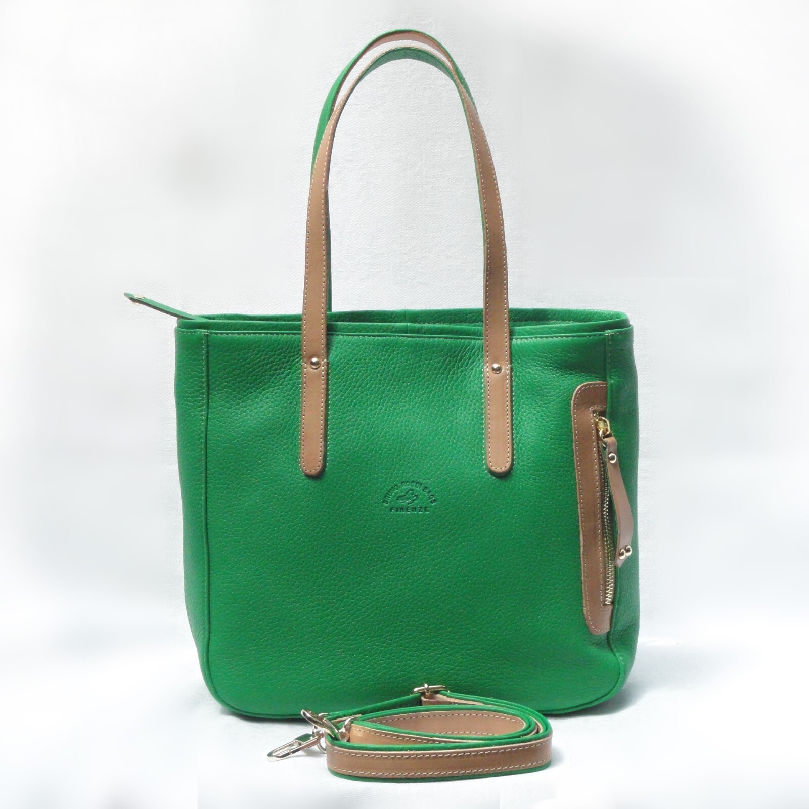 Bruno Rossi Green Deerskin Mini Tote Shoulder Bag