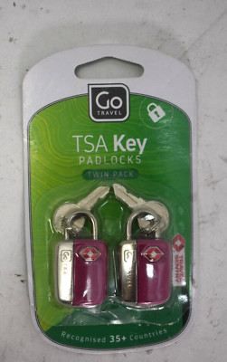 Go Travel TSA Key Padlocks Twin Pack Travel Sentry Security For Luggage Pink