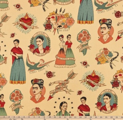 Si Te Lori Alexander Henry Fabrics Heavy FRIDA KAHLO Upholstery, Canvas, BTY