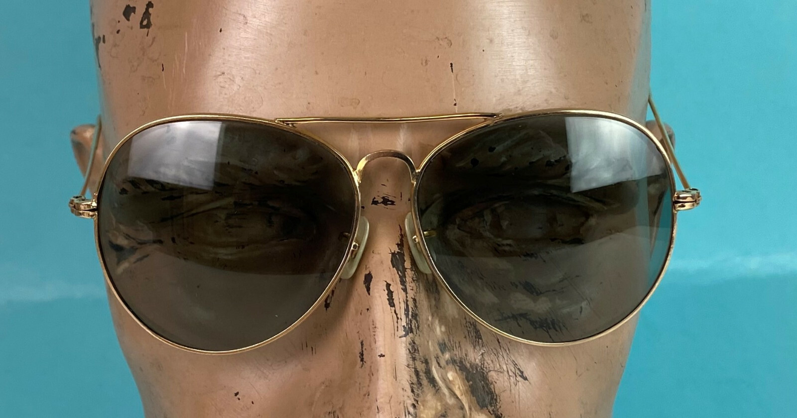 retro AVIATOR SUNGLASSES goldtone wire rim frame 1960s-image