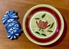 2 pcs Vintage Stangl Pottery Magnolia 5" Plate & Signed Hadley Pineapple Wall Pc