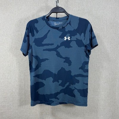 Under Armour Jungen blau Tarnmuster Sport Training T-Shirt Kinder Large 14-16 Jahre