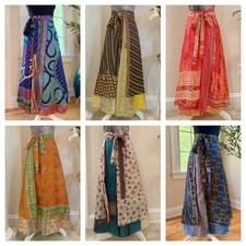Wholesale Lot Handmade Vintage Silk Sari Long Wrap Skirts Bohemian Maxi Skirts