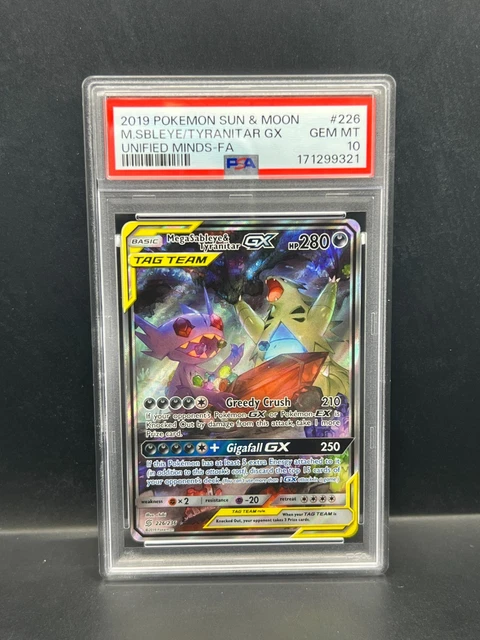 Pokemon PSA 10 GEM Mega Sableye & Tyranitar GX 226/236 Unified Minds Holo S#9321