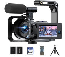 Camcorder Video Camera 5K, Dual Lens Vlogging Camera Rotatable Touchscreen Wifi