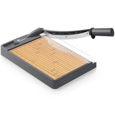 12-Inch Wood Base Guillotine Paper Cutter, Heavy Duty 12-Sheet Capacity Preci...