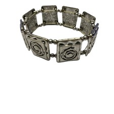 Vintage Style Silver Tone Swirl Link Bracelet Statement Jewelry Pre Owned