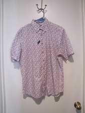 Johnnie-O mens hangin outshort sleeve button down pink floral size Medium