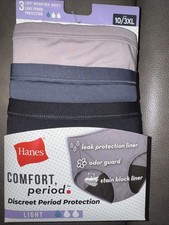 Hanes Women's Comfort Period Light Protection Underwear Briefs Size 10 / 3XL NEW