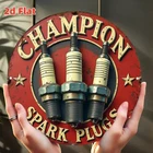 [Vintage Champion Wall ]Champion Spark Plug Logo Tin Metal Signs Home Décor 8x8