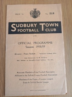 15.09.1958 Sudbury Town v Cambridge United East Anglian Cup 1st Round