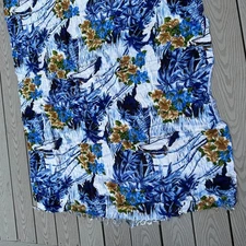 Touch of  Hawaii Blue Wrap Scarf 100% Rayon Swim Cover Beachwear