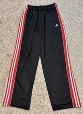 Vintage Y2K adidas Track Pants Mens L Mesh Three Stripe Straight Leg Zip Ankle