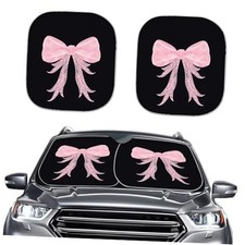 Pink Bowknot Sun Shade for Car Windshield Foldable Window Sun Bowknot Black