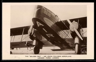 Postcard The Golden Ray, Air Union Pullman Aeroplane London-Paris-London 