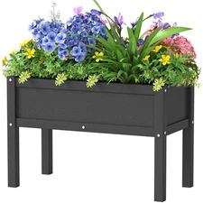 Small HDPE Raised Garden Bed, Elevated Planter Box with Legs, Outdoor All-Wea...