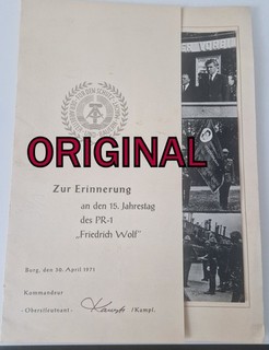 1971 Original Photo collage & certificate 15 years NVA Panzerregiment 1 in Castle