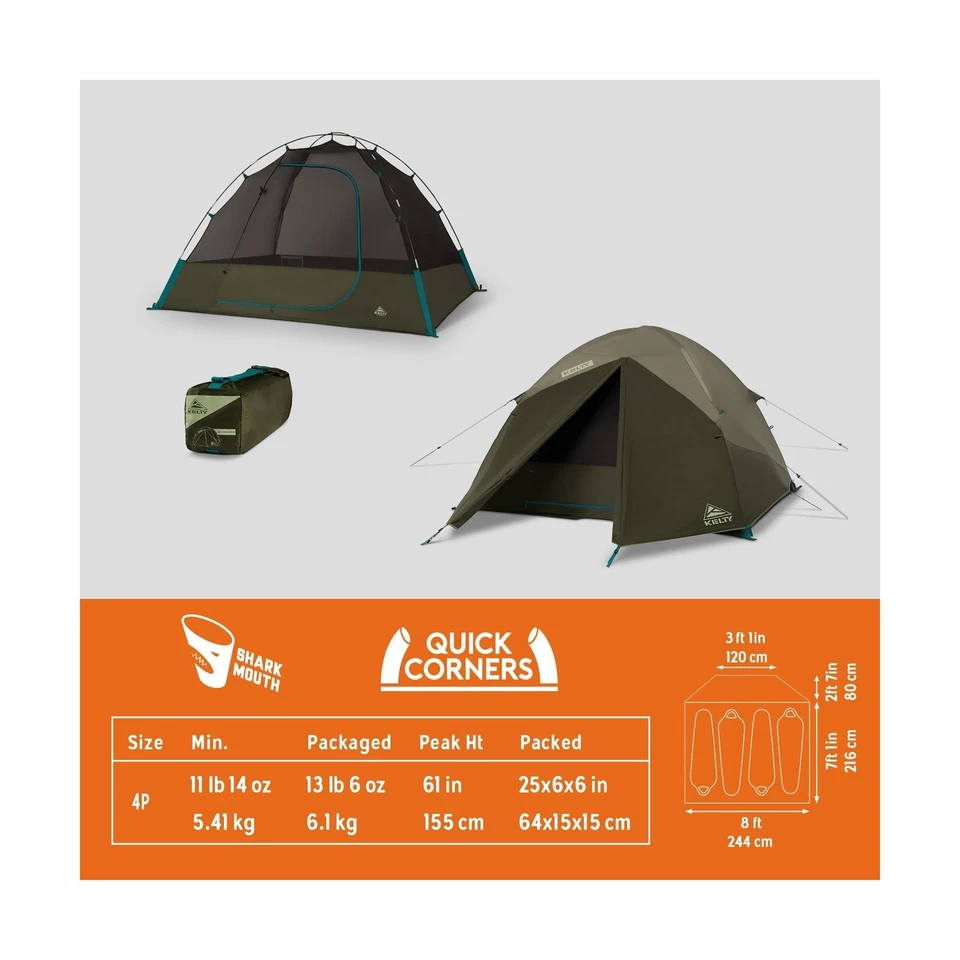 Tienda de campaña Kelty Daydreamer 4P + 6P, tela Blackout, luz interior difusa... Foto 2 de 4