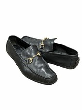 Vintage Mens Gucci Gold Horsebit Buckle Black Leather Driving Loafer 11.5 117708
