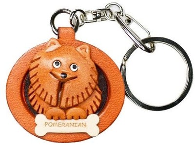 Schlüsselanhänger Pomeranian Dog Plate, Echtleder, Vanca Craft Leather Story (Handm