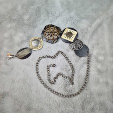 Chicos Womens Multicolor Silver-Tone Chain Link Adjustable Length Statement Belt