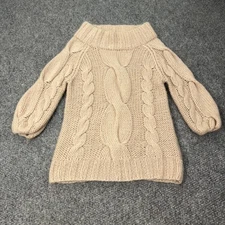 Moda International Sweater Womens Small Cable Knit Turtleneck Mohair Blend