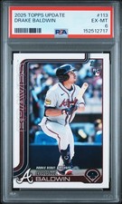 2025 TOPPS UPDATE #113 DRAKE BALDWIN ROOKIE RC PSA 6