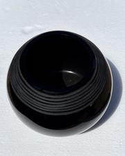 Mid Century Modern Hand Blown Black Glass Vase Vintage