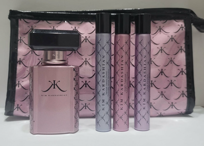 #ad Kim Kardashian Women Set EDP 1 oz EDP .34 EDP .34 EDP .34 Cosmetic Bag $19.95