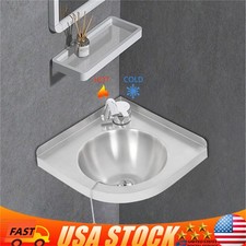RV Caravan Camper Stainless Steel Hand Wash Basin Kitchen Triangular Sink Faucet