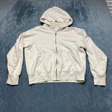 Uniqlo Hoodie Mens Small Gray Cotton Fleece Lined Winter Travel Sweat Full Zip