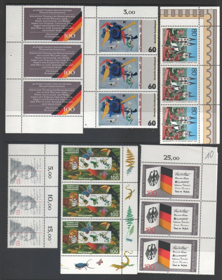 LOT#370k - GERMANY LOVELY COMMEMORATIVE SELECTION OF MARGINAL CORNER STRIPS; MNH - Image 3 of 3