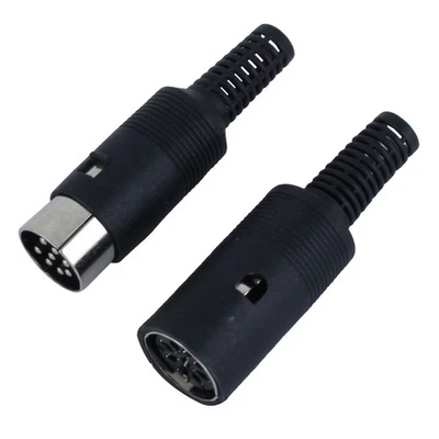 Paire Noir-DIN 8 broches mâle-Connecteur AV Prise pour Audio - Photo 1/3