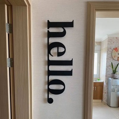 Hello Words Metal Wall Art Wall Hanging for Home Living Room Bedroom decor