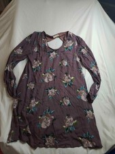 CRESCENT Hannah Floral Shift Dress Womens Medium Purple Woven Open Back Casual