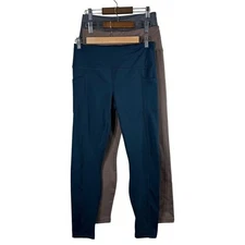 Lot OF 3 90 Degree By Reflex Women's Activewear Leggings Blue Brown Gray Size M