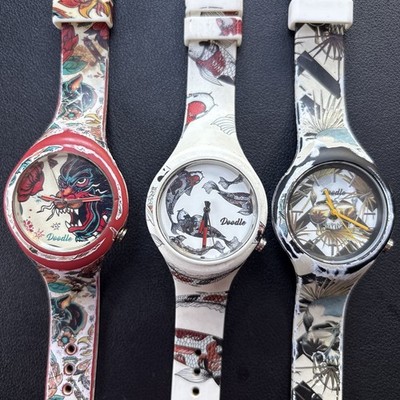 Doodle Wrist Watch Unisex - Tattoo Cool Designs - 3 Original Boxed Watches