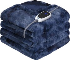Sealy Electric Blanket Heated Throw, Faux Fur Heating Blanket with 6 Heat Settin