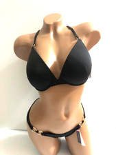 Victoria's Secret Swim Push-up O-Ring No-wire Bikini 2 Piece Set Black NWT