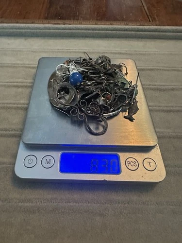 Vtg Estate 925 Sterling Silver Jewelry Parts Earring Ring Necklace 83g AS IS