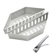 2x Cestini per carbone Porta carbone con pinza per piatti Contenitore per