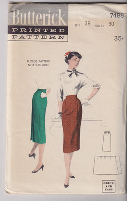 7488 BUTTERICK c.1955 Quick - Straight Wrap SKIRT - Sz 30'' W
