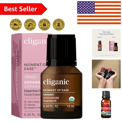 Certified Organic Geranium Essential Oil - 100% Pure Natural Healing, 0.33 Fl Oz