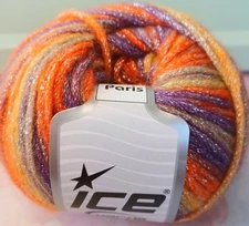 Ice Yarns Paris Yarn Purple Shades Purple Orange Green Sparkly Soft 50gr 125m