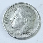 1954 Roosevelt 10c Dime 90% Silver Circulated Coin #7801
