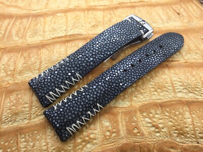 21mm/18mm Polished Stingray Leather Watch Band  Exotic Leather
