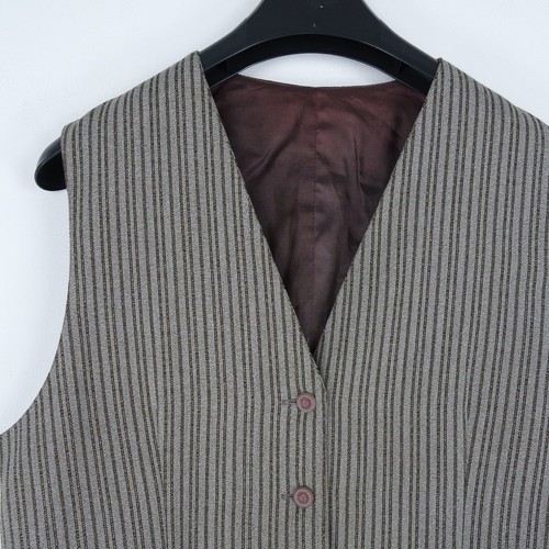 Womens Waistcoat Small Size UK 8 EU 34 Brown Striped Formal Dress Vest - Picture 4 of 8
